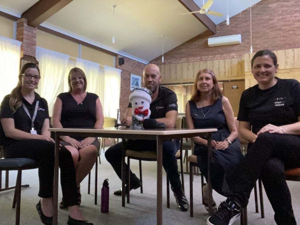 Angela, Mandy, Dan, Judith and Lou in the back room at Chorus Kitchen looking back on 2020