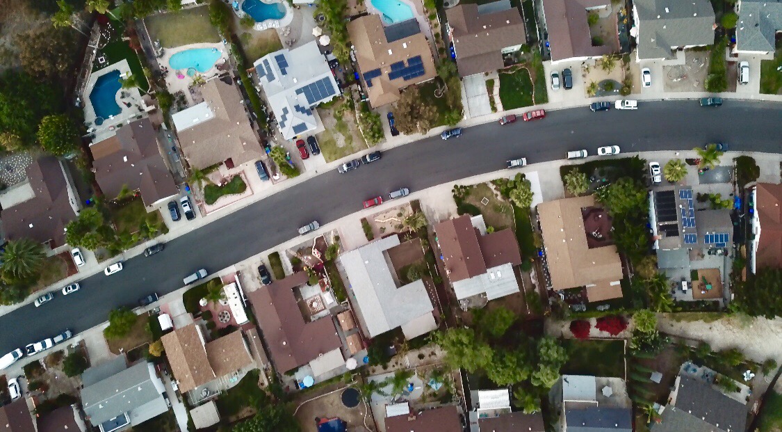 An aerial photograph of an Australian street covered by Fresh Approach Street Teams