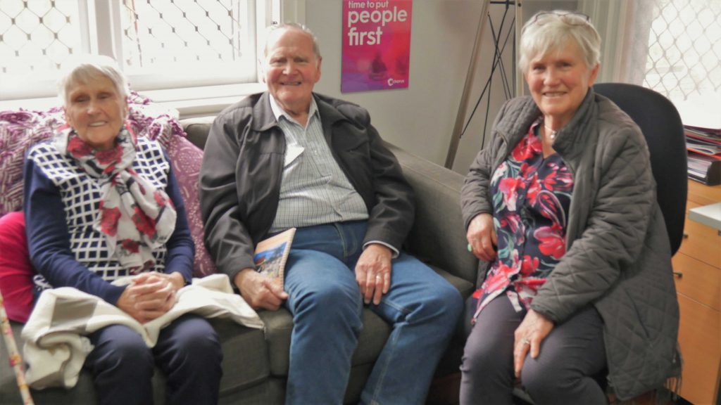 Volunteers Wanda, Jim, Jeannette return to the North Perth depot where it all began for them