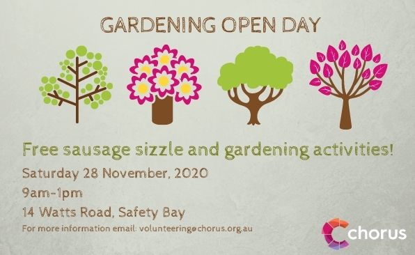 Gardening Open Day free sausage sizzle 28 November in Safety Bay