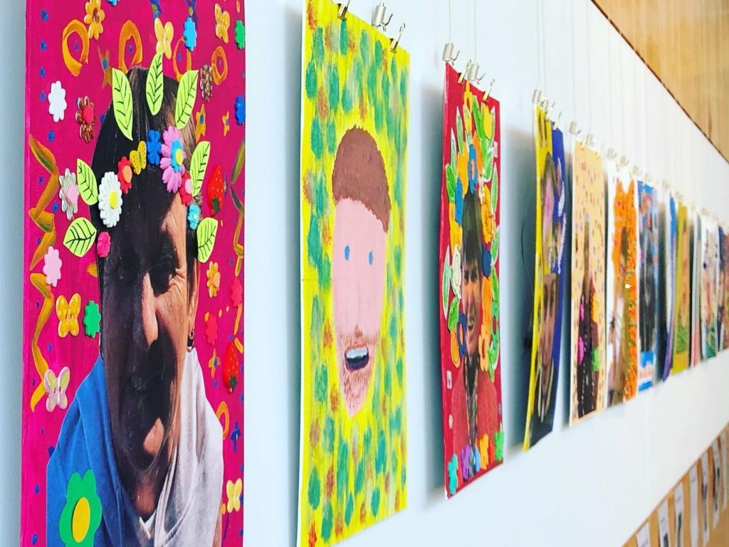 Selfie exhibition wall of art